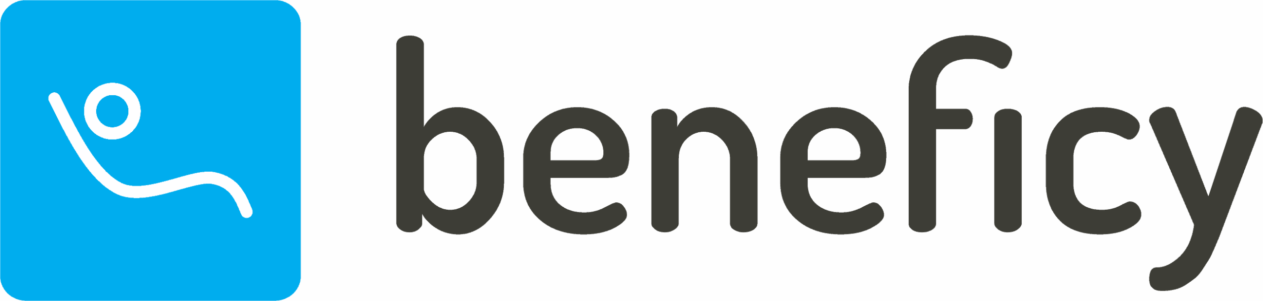 Logo Beneficy: quadrato blu con icona bianca, "Beneficy" in testo grigio scuro